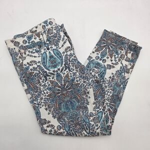 JCP Womens Jeans Size 32/14 Floral Paisley Skinny Ankle Stretch Denim